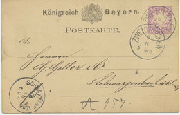 BAYERN "ZWEIBRÜCKEN" (Pf.) K1 5 Pf GA 1881 Nach SCHWARZENBACH A/S (Ofr.) K1 - Postal  Stationery