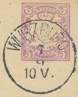 BAYERN "WÜRZBURG" K1 5 Pf Lila GA-Postkarte ABART 1880 Nach "BAIERSDORF" - Postal  Stationery