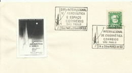 BRASIL ,  SOBRE CONMEMORATIVO TEMA ESPACIAL, AÑO  1963 - América Del Sur