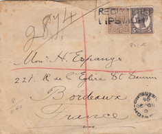 COVER. QUEENSLAND. REGISTERED 1896 TO BORDEAUX FRANCE - Cartas & Documentos