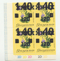 GUYANA 1984 120 (C.) On 140 (C.) On 1 $ Flowers (Orchids) U/M 4-Bl. VARIETY - Guyana (1966-...)