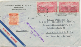 GUATEMALA 1948 "AFFRANCHI PAR AVION JUSQU'A / NEW YORK" Viol L2 Lupo-Bf Nürnberg - Guatemala