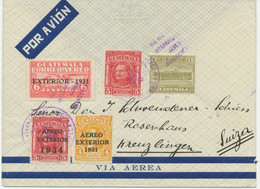 GUATEMALA 1935 Int. Mischfrankatur (ABART: Aufdruckfehler A. 6 C: Defektes „I“) - Guatemala