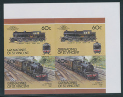 GRENADINES OF ST. VINCENT 1987 Locomotives 60 C (4) U/M Se-tenant IMPERFORATED - St.Vincent & Grenadines