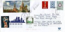 Letter From Moscow Sent To Andorra (arrival During Covid-19 Confinement) W/prevention Sticker & Arrival Postmark Andorra - Variétés & Curiosités