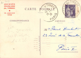 Carte Maximum Et Cachet Spécial De La 1ère Journée Du Timbre 16.1.1938 - 1940-1949