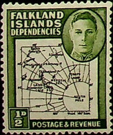 Falkland Islands, Dependencies 1946 ½d SG G1 * MH KGVI (002746) - Used Stamps