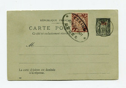 !!! ENTIER POSTAL 10C SAGE AVEC COMPLEMENT TIMBRE CHINOIS, CACHETS DE 1901 - Storia Postale