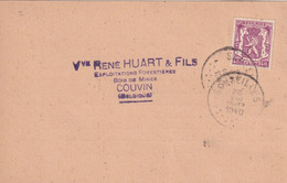DDY 706 - Carte Privée TP Petit Sceau SENZEILLES 1940 Vers COUVIN - Chargement De Bois à SENZEILLES Gare - 1935-1949 Klein Staatswapen