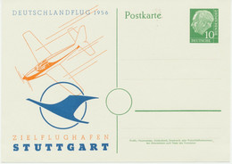 BUNDESREPUBLIK 1956 Heuß 10Pf Ungebr. Privat-GA DEUTSCHLANDFLUG 1956 STUTTGART - Privatpostkarten - Ungebraucht