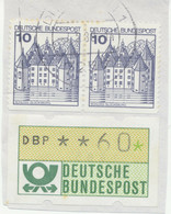 BUNDESREPUBLIK 1988 10 Pf Burgen (2x) + Automatenmarke 60 Pf (ABART) Briefstück - Viñetas De Franqueo [ATM]