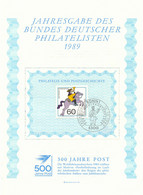 BUNDESREPUBLIK 1989, Bund Deutscher Philatelisten Block-Gedenkblatt Nr. 11 M. ESST - Altri & Non Classificati