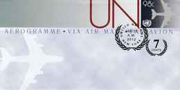 NATIONS UNIES 2012 AEROGRAMME FDC 98 CENTS - Lettres & Documents