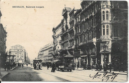 BRUXELLES (1000) : Boulevard Anspach Et Place De Brouckère. Trams à Traction Chevaline. Office Des Brevets. CPA Préc. - Nahverkehr, Oberirdisch