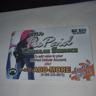 Belize-(BZ-BTL-PRE-0025)-(10)-cellular Service-(bz$20)-(5389-4556-3652)-used Card+1card Prepiad/gift Free - Belize