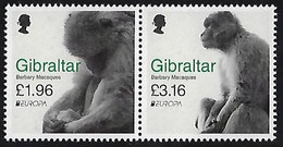 GIBRALTAR  -EUROPA 2021-" FAUNA NACIONAL EN PELIGRO - ENDANGERED NATIONAL WILDLIFE"- SERIE 2 SELLOS De La HOJITA BLOQUE - 2021