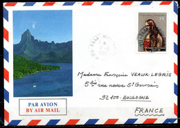 POLYNESIE. N°231 De 1985 Sur Enveloppe Illustrée Ayant Circulé. Visage Polynésien. - Covers & Documents