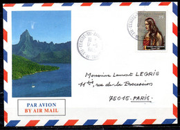 POLYNESIE. N°231 De 1985 Sur Enveloppe Illustrée Ayant Circulé. Visage Polynésien. - Covers & Documents