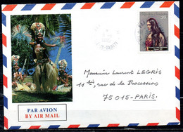 POLYNESIE. N°231 De 1985 Sur Enveloppe Illustrée Ayant Circulé. Visage Polynésien. - Covers & Documents