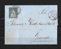 1854-1862 Helvetia (ungezähnt) → Siegel Briefhülle Schaffhausen Nach Zürich      ►SBK-23B4.Vb◄ - Cartas & Documentos