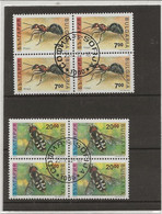 BULGARIE  -SERIE INSECTES - N° 3461-3462 - BLOC DE 4 OBLITERE -ANNEE 1992 - COTE : 28 € - Used Stamps