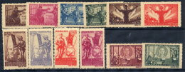 ROMANIA 1945 Patriotic Defence Fund Set On Grey Ungummed Paper  MNH/**. Michel 885-96x - Unused Stamps