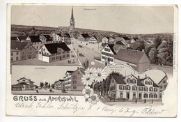 LITHO Gruss Aus AMRISWIL Restaurant Post Gel. 1904 Feldpost - Amriswil