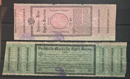 AUSTRIA 1882, 1885 - Canceled - Verschluss-Marken Für Spielkarten 15kr 30kr - Fiscaux
