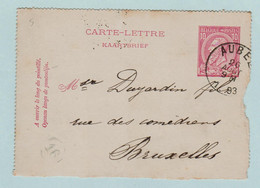 Kaartbrief, Carte Lettre Van AUBEL  Naar Bruxelles ,met Opdrukzegels Capon Nr 46 - Enveloppes-lettres