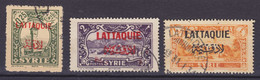 Lattiquie 1931 Mi. 68, 75, 77  0.25, 2, 4 Piastre Syria Overprinted W. 'LATTIQUIE' In French & Arabic (Used) - Oblitérés