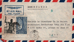JOLIE LETTRE RECOMMANDEE PAR AVION BANGUI 1949 POUR LYON - Lettres & Documents