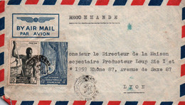 JOLIE LETTRE RECOMMANDEE PAR AVION BANGUI 1949 POUR LYON - Covers & Documents