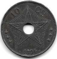 *Belgian Congo 10 Centimes 1894  Km 4  Vf+ - 1885-1909: Leopold II