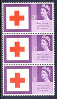 GB 1963 100 Years International Red Cross Superb U/M Strip Of 3 VARIETIES - Abarten & Kuriositäten