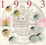 GREAT BRITAIN 1993 Annual Coin Collection: Set Of 8 Coins (in Pack) BRILLIANT UNCIRCULATED - Mint Sets & Proof Sets