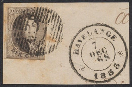 Médaillon - N°10A Touché Sur Petit Fragment Obl D21 çàd Havelange (1858) - 1858-1862 Medaillen (9/12)