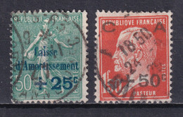 1927 - YVERT N° 247/248 OBLITERES !  - COTE = 24 EUR. - SEMEUSE CAISSE AMORTISSEMENT - 1927-31 Caisse D'Amortissement