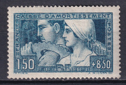 1928 - YVERT N° 252 (ETAT I) * MH (GOMME LEGEREMENT COULEE) - COTE = 180 EUR. - CAISSE AMORTISSEMENT - 1927-31 Caisse D'Amortissement