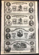 Citizens Bank Of Louisiana  Uncut Sheet $1/1/2/3 American Bank Note U.S.A. Usa Lotto.3106 - Billetes De Estados Unidos (1862-1923)