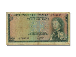 Billet, Malte, 10 Shillings, 1949, KM:25a, TB+ - Malte