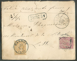 N°46-50 - 10 Et 50 Centimes Emission 1884, Obl. Sc HANNUT Sur Enveloppe ASSURE (valeur 200 Frs) Du 23 Juillet 1889 Vers - 1884-1891 Leopold II