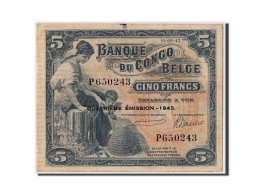 Billet, Congo Belge, 5 Francs, 1943, 1943-08-10, TTB - Belgian Congo Bank