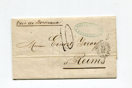 !!! LETTRE SANS TIMBRE DE BUENOS AIRES POUR REIMS DE 1868, PAR VOIE DE BORDEAUX, TAXEE - Buenos Aires (1858-1864)