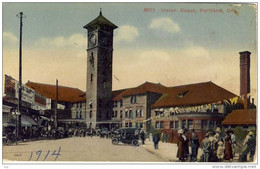 PORTLAND, OR , Handcoulored PC - Union Depot,  (Bahnhof, Gare) - Portland