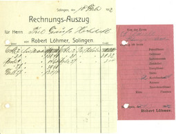 Solingen Rechnung 1912 " Robert Löhmer Kolonialwaren-Großhandlung " - Lebensmittel