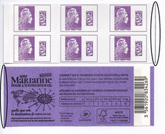 CARNET 6TP YSEULT YZ - TVP INTERNATIONAL -  UNE MARIANNE POUR L'INTERNATIONAL - VARIETE : BORD VIOLET - NEUF - NON PLIE - Modernes : 1959-...