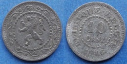 BELGIUM - 10 Centimes 1916 KM# 81 Without Dots WWI Zinc - Edelweiss Coins - Zonder Classificatie