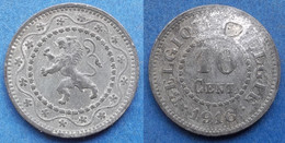 BELGIUM - 10 Centimes 1916 KM# 81 With Dots WWI Zinc - Edelweiss Coins - Zonder Classificatie