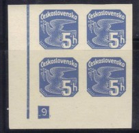 QUS12 - CECOSLOVACCHIA , Quartina Con Numero (9) Di Tavola  ***  MNH - Francobolli Per Giornali