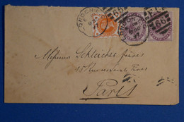 M2 GRANDE BRETAGNE BELLE  PETITE LETTRE 1897 LONDON POUR PARIS FRANCE + PAIRE DE T.P  +AFFRANCHISSEMENT INTERESSANT - Storia Postale